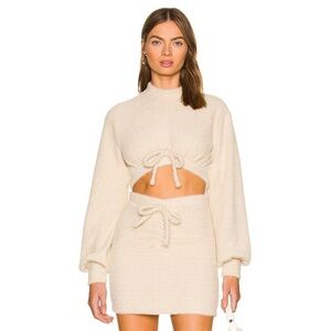 Revolve x MAJORELLE Loulya Top and Mini Skirt Sweater Set in Buttermilk